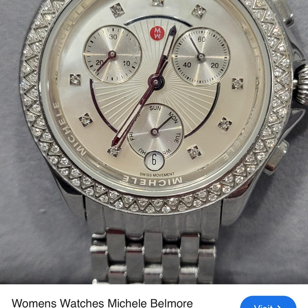 Michele Silver and White Luxury Watch with Intricate Metalwork